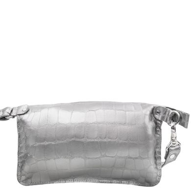 Женская дизайнерская кожаная сумка поясная GALA GURIANOFF (ГАЛА ГУРЬЯНОВ) GG3012-silver Серебряный