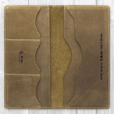 Оливковий шкіряний гаманець з натуральної матової шкіри