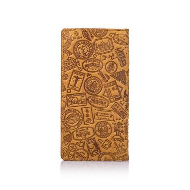 Бумажник с матовой натуральной кожи светло желтого цвета на 14 карт, коллекция "Let's Go Travel"
