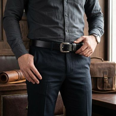 Ремень классика мужской Vintage 20123 Черный фото Ремень классика мужской Vintage 20123 Черный