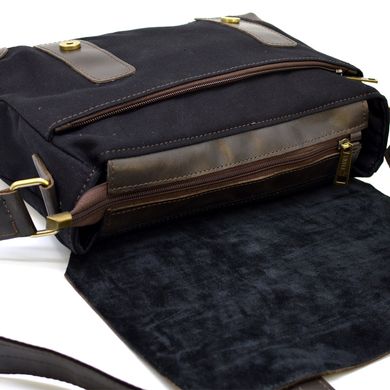 Чоловіча сумка через плече зі шкіри та канваса RGa-6002-3md TARWA чорно-коричневий