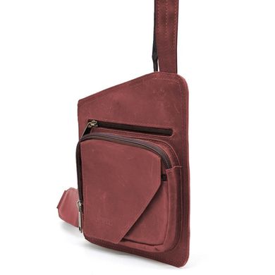 Кожаный слинг рюкзак на одно плечо TARWA RR-232-3md Красный