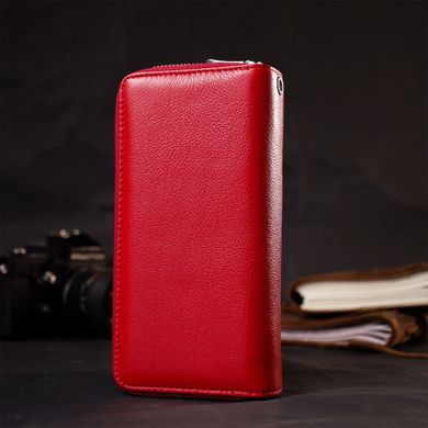 Яркий женский кошелек-клатч с двумя отделениями на молниях ST Leather 19430 Красный