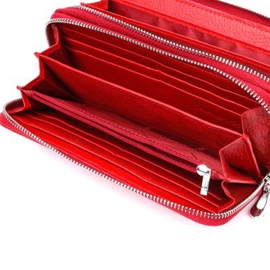 Яркий женский кошелек-клатч с двумя отделениями на молниях ST Leather 19430 Красный