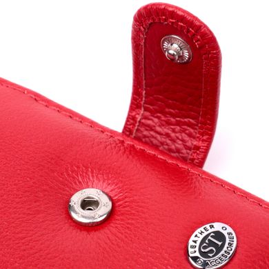 Яскраве жіноче портмоне з блоком для карт з натуральної шкіри ST Leather 19471 Червоний
