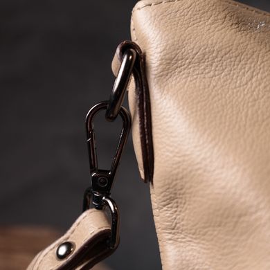 Кожаная женская сумка с двумя съемными ремнями Vintage 22378 Бежевая