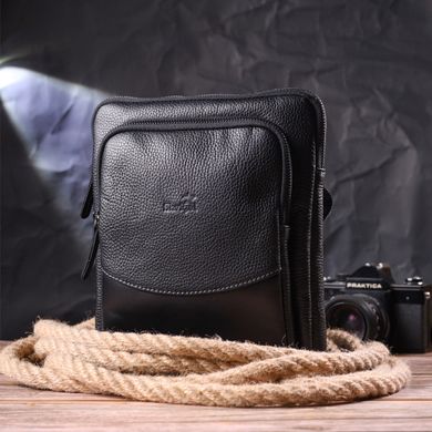 Мужская сумка из комбинированой натуральной кожи SHVIGEL 18720 Черная