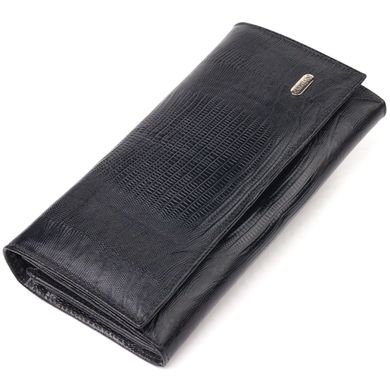 Привабливий жіночий гаманець із монетницею з натуральної фактурної шкіри CANPELLINI 21527 Чорний