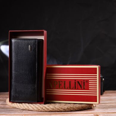 Привабливий жіночий гаманець із монетницею з натуральної фактурної шкіри CANPELLINI 21527 Чорний