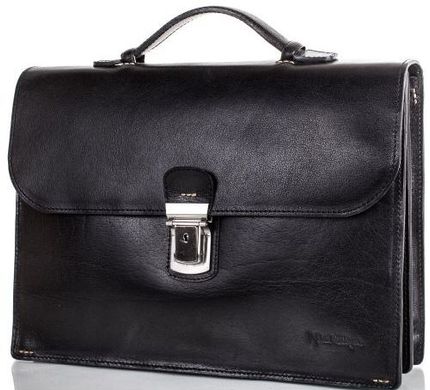 Добротный кожаный мужской портфель MYKHAIL IKHTYAR MI4152, Черный