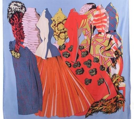 Платок шелковый репродукция картины в стиле Тулуза Лотрека. ETERNO ES0611-37, Голубой