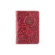 Кожаная дизайнерская обложка-органайзер для ID паспорта и других документов красного цвета, коллекция "Buta Art"